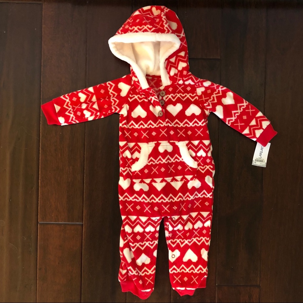 Flannel Heart Print One-Piece